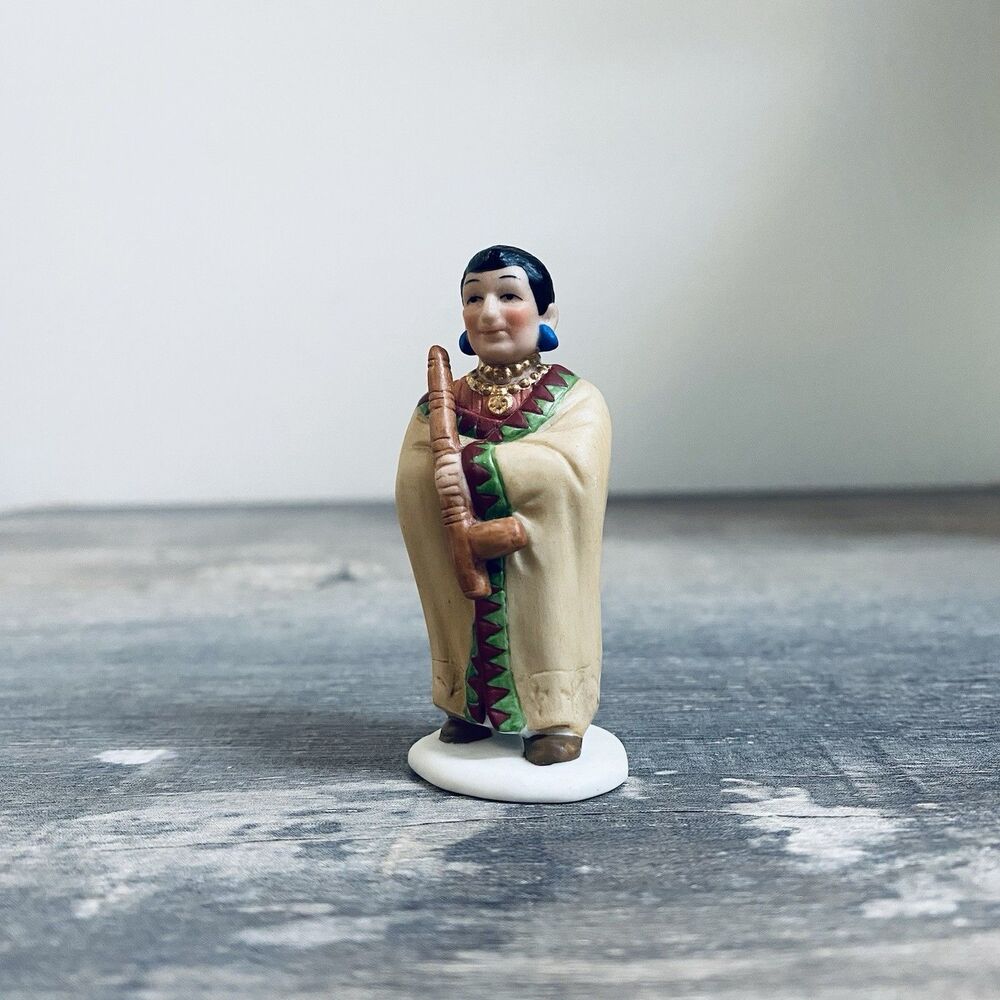 Lefton 1997 NATIVE AMERICAN Man W/ Pipe Miniature Porcelain